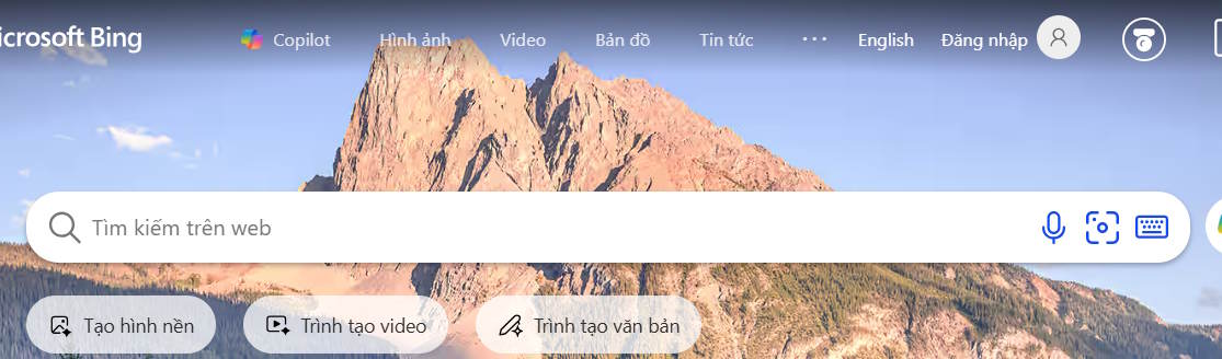 Giao diện Bing AI trên máy tính