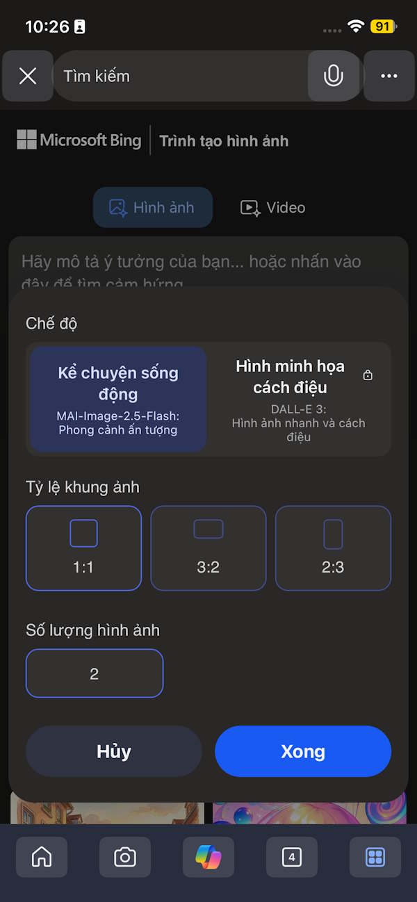 Thiết lập chế độ tạo ảnh AI