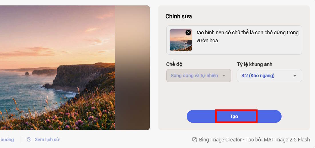 Tạo hình nền AI bằng Bing AI trên máy tính