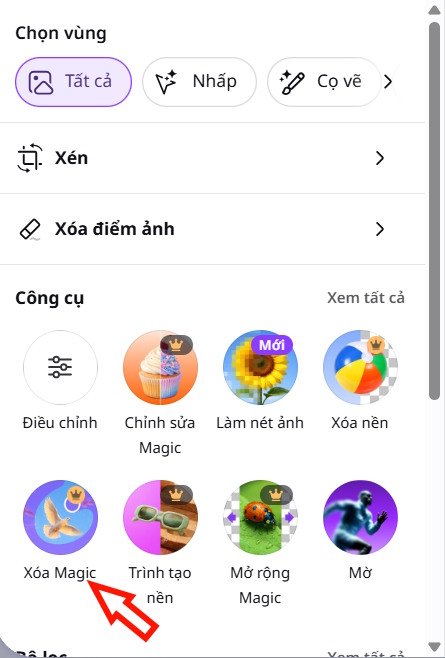 Xóa Magic trên Canva