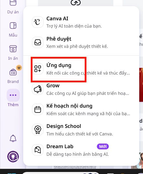 Ứng dụng trên Canva