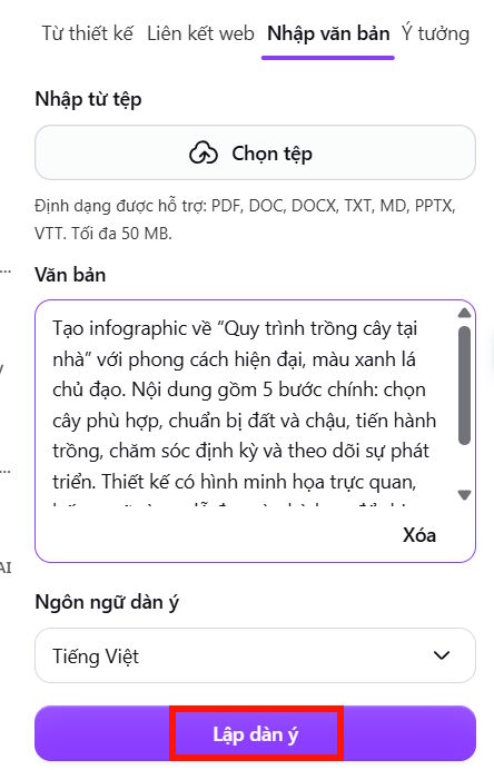 Lập dàn ý tạo infographic trên Canva
