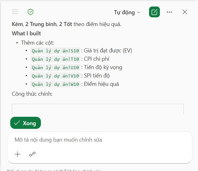 Tự động thêm cột dữ liệu bằng Copilot trên Excel