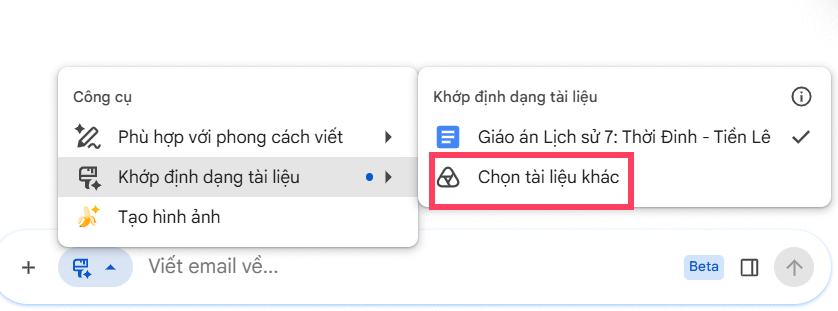 Khớp định dạng tài liệu mới Google Docs