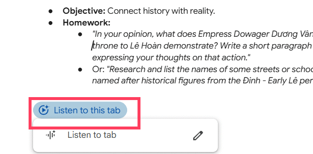 Tạo nút đọc tài liệu mới Google Docs bằng Gemini