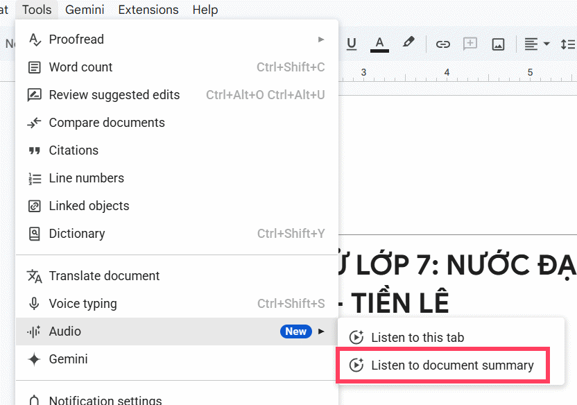 Tiết kiệm thời gian đọc tài liệu với tool tạo âm thanh trong Google Docs