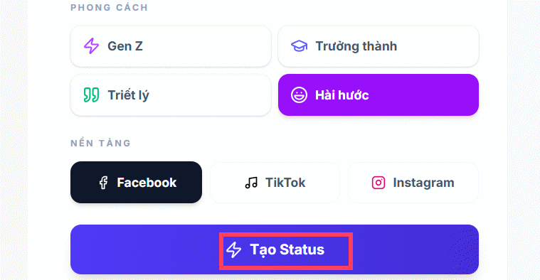 Phong cách viết status bằng tool