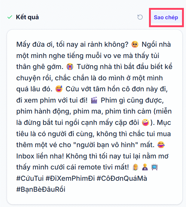 Tool AI viết status trên Facebook