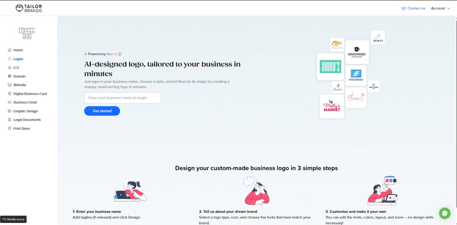 Công cụ tạo logo AI của Tailor Brands