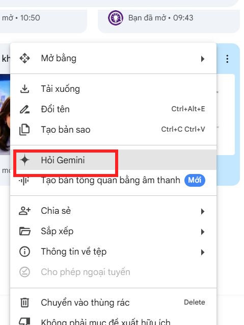 Hỏi Gemini trong Google Drive