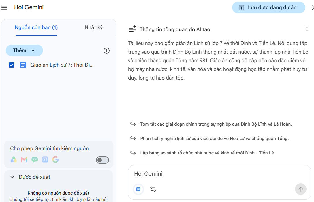 Hướng dẫn phân tích tài liệu Google Drive bằng Gemini