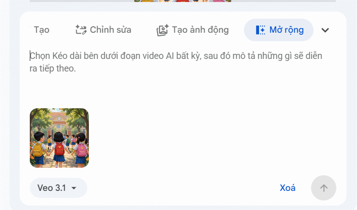 Kéo dài video AI từ hình ảnh trên Google Vids