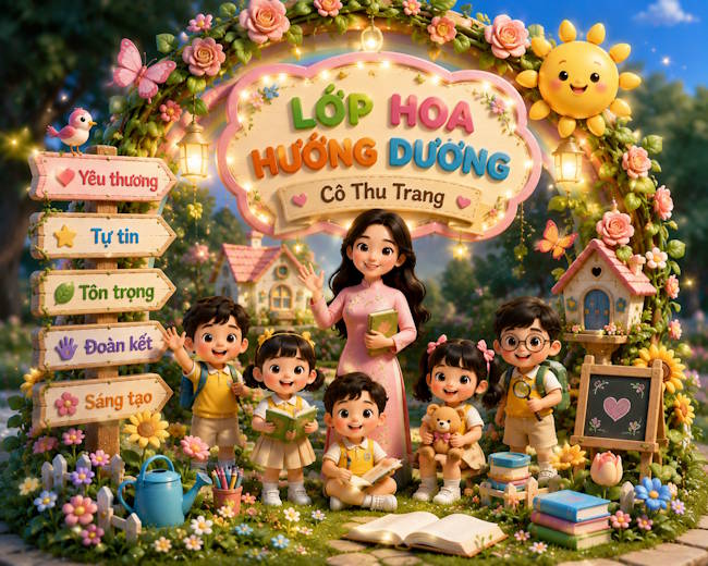 Bảng tên lớp phong cách Pixar Fantasy Garden Diorama