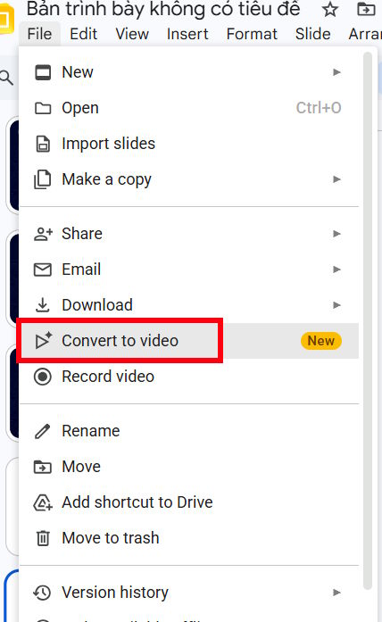 Chuyển slide thành video Google Vids