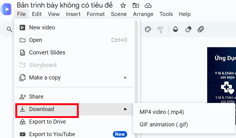 Chuyển slide thành video