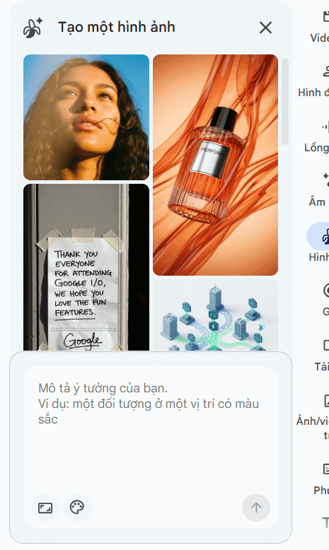 Câu lệnh tao hình ảnh AI trên Google Vids