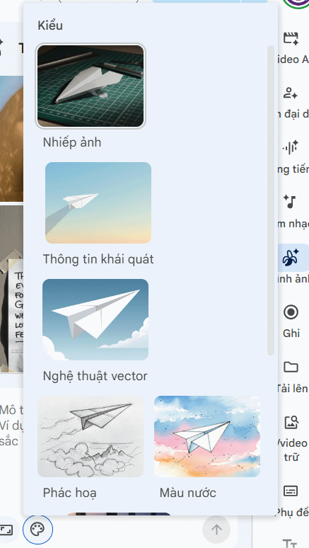 Phong cách tao ảnh AI trên Google Vids