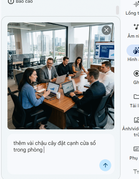 Mô tả thay đổi ảnh AI tạo trên Google Vids