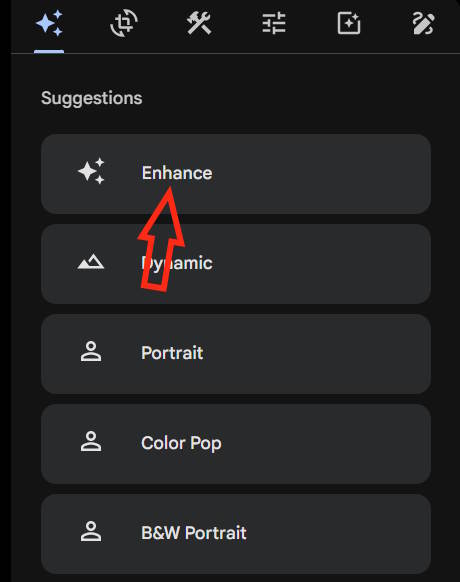 Enhance trên Google Photos