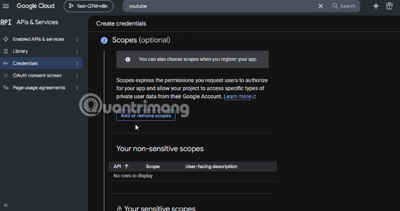 tạo OAuth Google Cloud YouTube