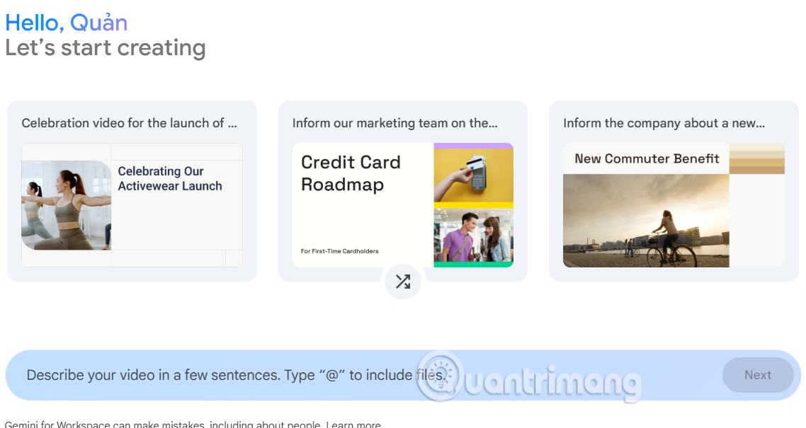 Nội dung thiết kế storyboard Google Vids
