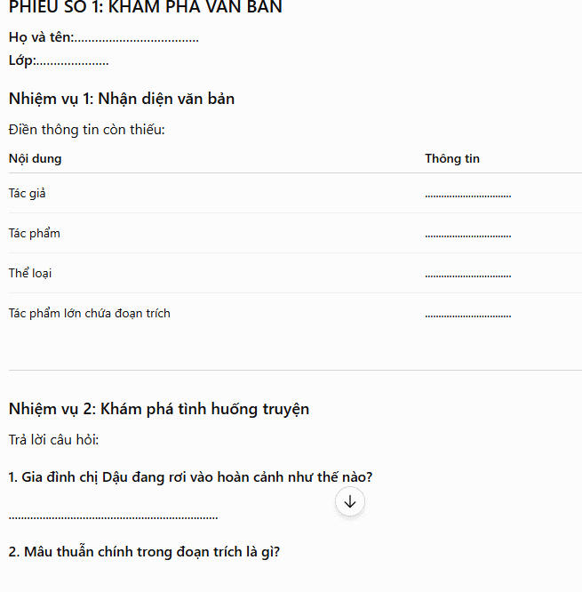Tạo phiếu học tập