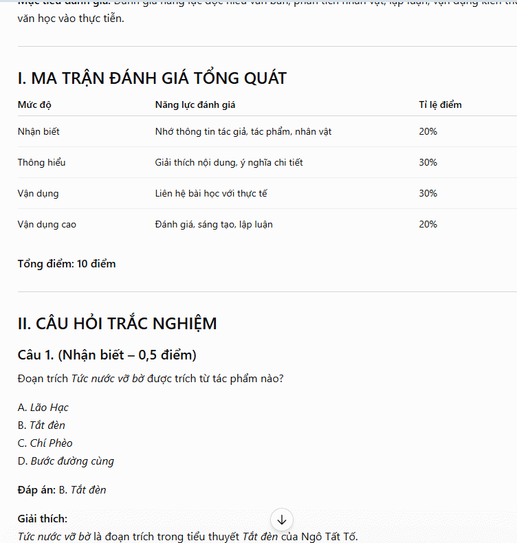 Thiết kế đề kiểm tra