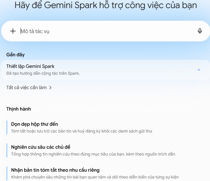 Giao diện Gemini Spark
