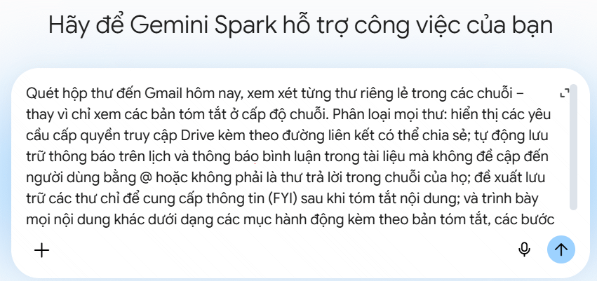 Tác vụ quét Gmail trên Gemini Spark