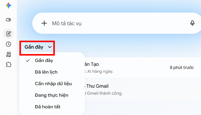 Quản lý tác vụ trên Gemini Spark