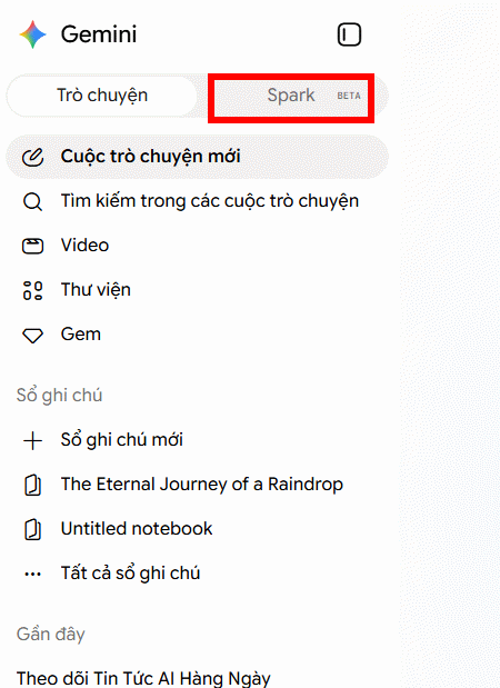 Truy cập Gemini Spark