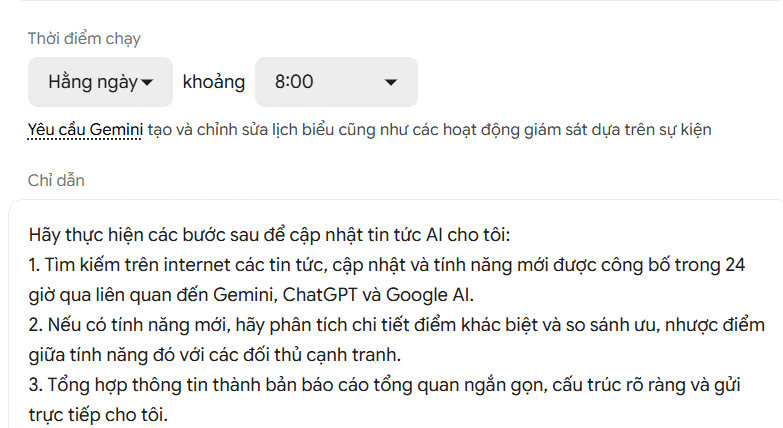 Chỉnh sửa lịch trình thủ công