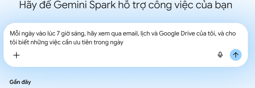 Nhập lịch trình thực hiện trên Gemini Spark