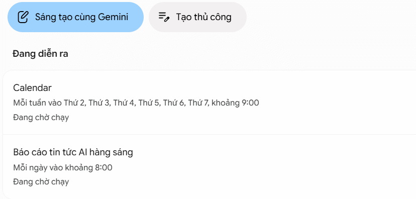 Lưu lịch trình trên Gemini Spark