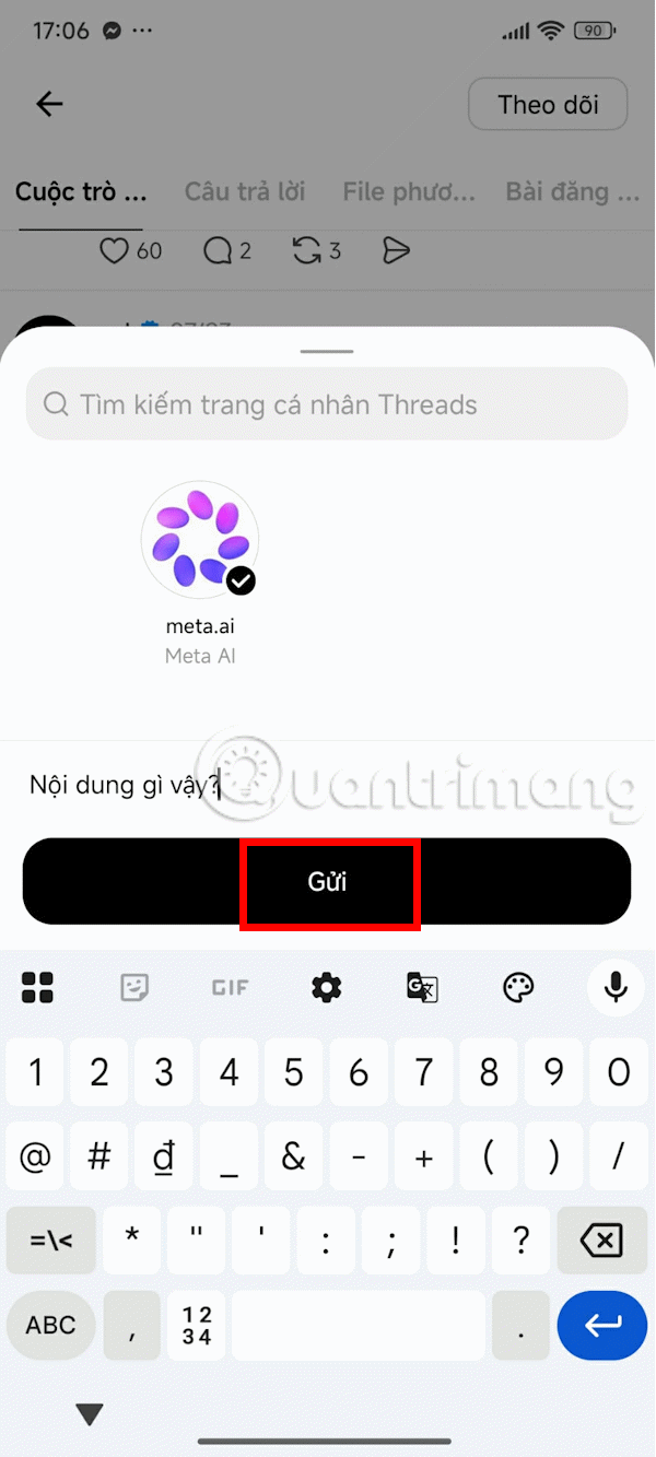 Hỏi bài đăng Threads trên Meta AI