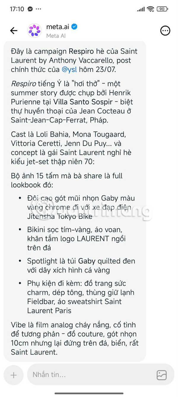 Hỏi bài đăng Threads trên Meta AI