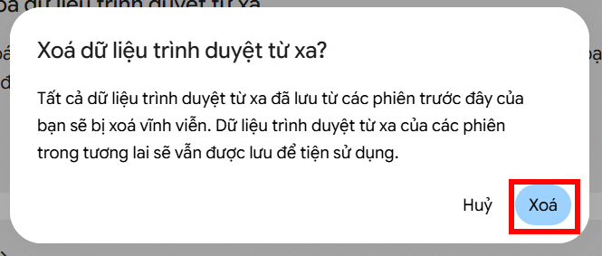 Chọn xóa dữ liệu trên Gemini Spark