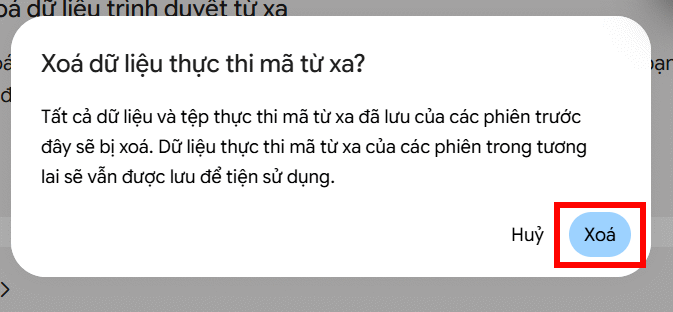 Thực hiện xóa dữ liệu mã thực thi từ xa Gemini Spark