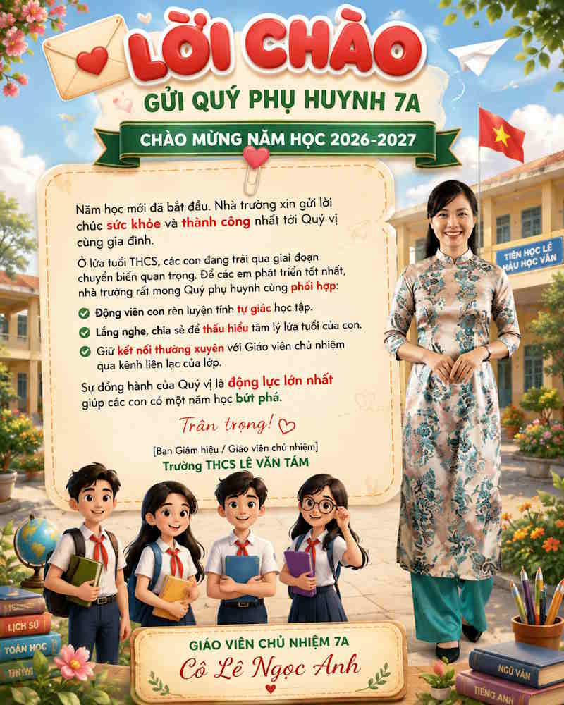 Poster chào phụ huynh đầu năm học THCS