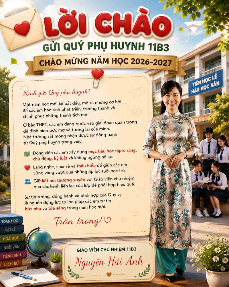 Tạo poster chào phụ huynh đầu năm học
