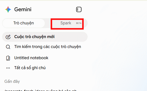 Truy cập Gemini Spark