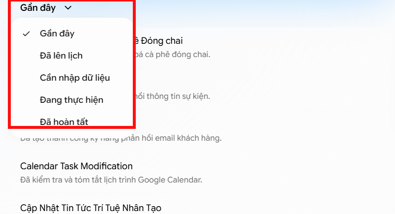 Xem trạng thái tác vụ trong Gemini Spark