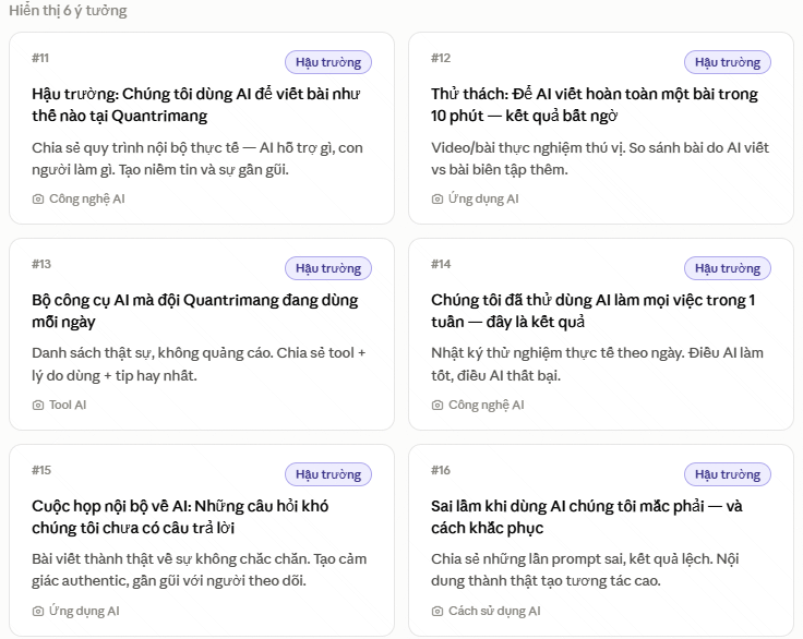 Ý tưởng nội dung bài đăng