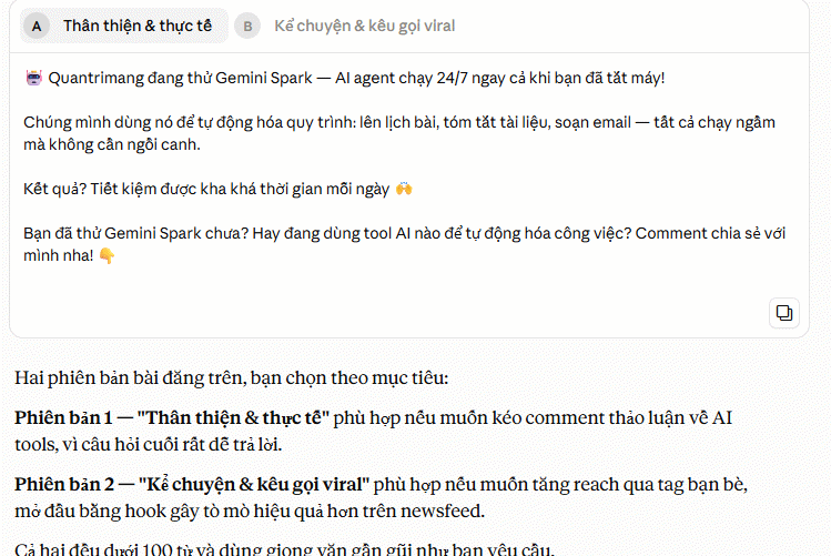 Bài đăng Facebook thân thiện