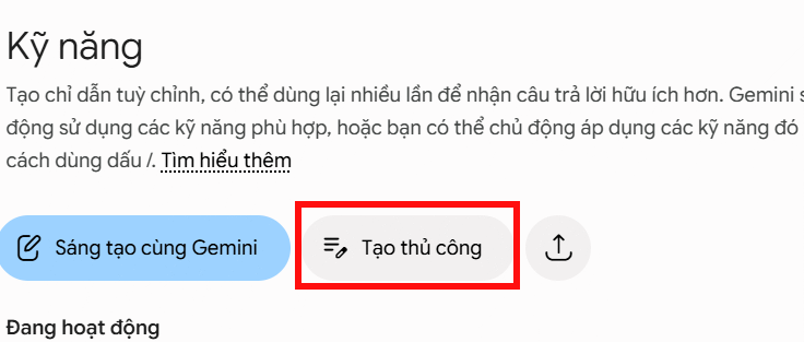 Tạo thủ công kỹ năng trên Gemini Spark