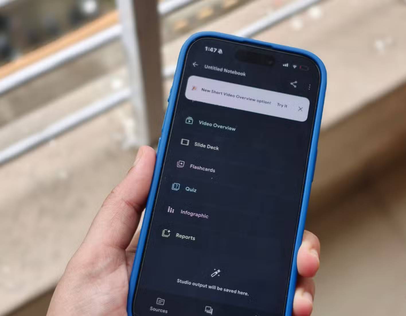 Các công cụ của Gemini Notebook hiển thị trên iPhone