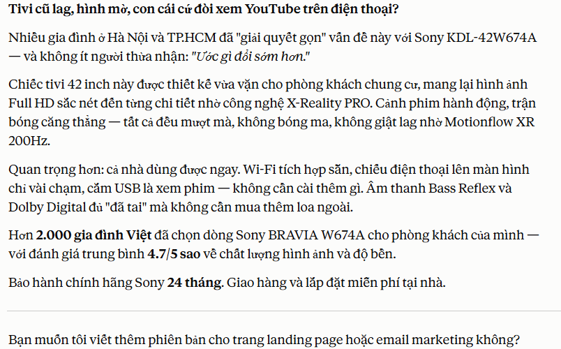 Viết mô tả sản phẩm cho website