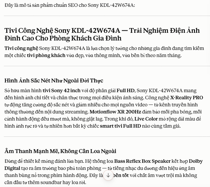 Mô tả sản phẩm chuẩn SEO
