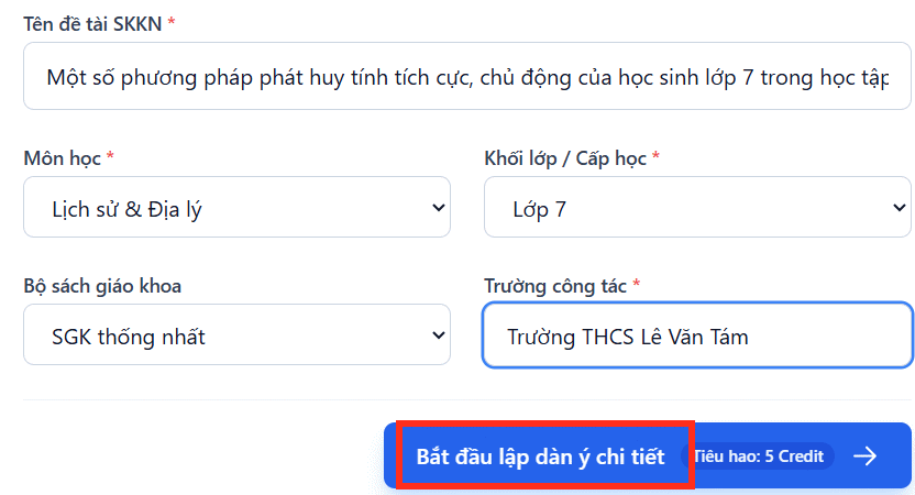 Dàn ý viết SKKN