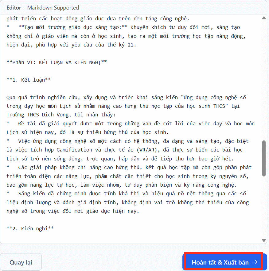 Chỉnh sửa nội dung sáng kiến kinh nghiệm